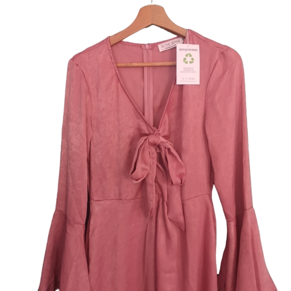 Stacy Solomon Pink Recycled Tie Front Dipped Hem Maxi Dress BNWT - Picture 2 of 13